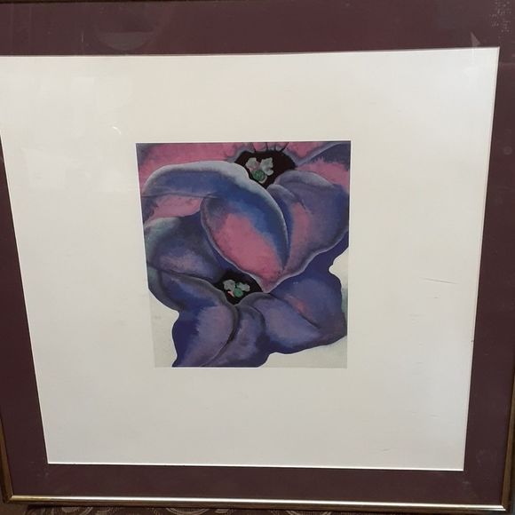 Set of 3 Framed and matted prints of "Purple Petunias" by Georgia O'Keeffe - Picture 6 of 8